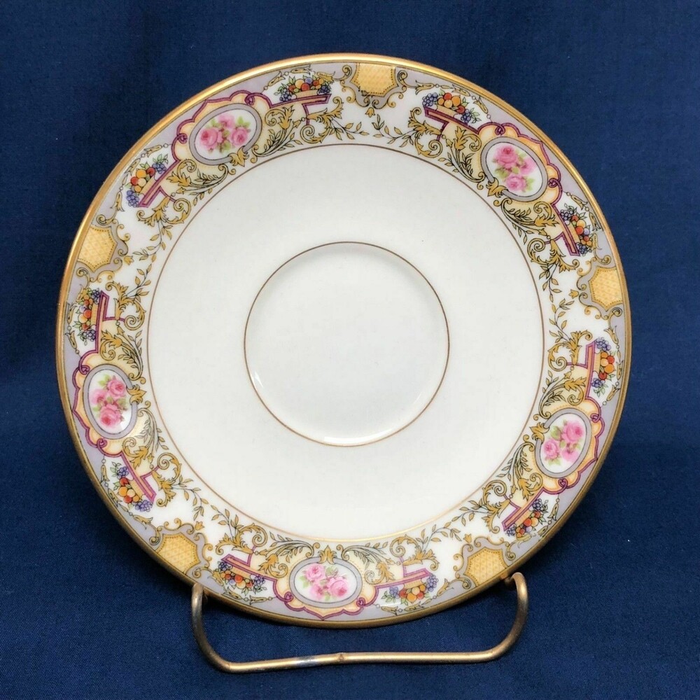 Morgan‎ Belleek Victoria Cream Gold Trim Fruits Floral Saucer Plate